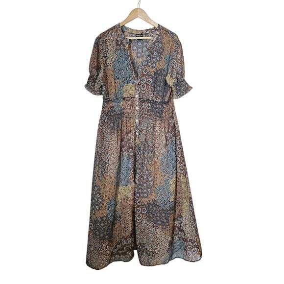 Kate and Lily Woman Short-Sleeve Maxi Dress Size 20W Sheer Top Lined Skirt BOHO - Picture 1 of 7